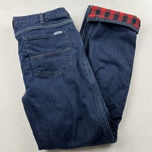 Carhartt Jeans Womens 18 Tall Blue Denim Flannel Lined Dark Wash Original Fit